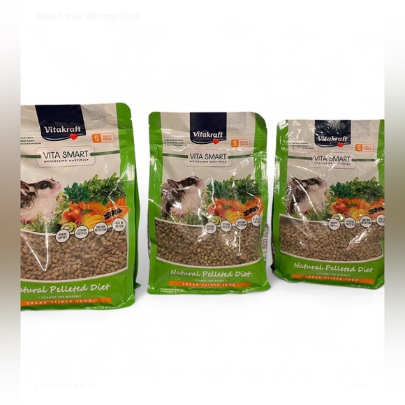 Vitakraft vitasmart natural pelleted diet sugar glider food-3 bags NWT! - Picture 3 of 6